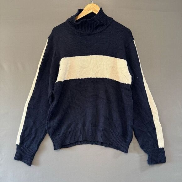 Celtic & Co Men’s 100% High Neck Sweater Size Large Striped Graphic - Picture 1 of 10